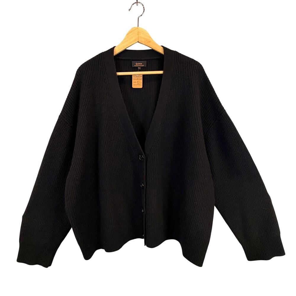 Mongolian Cashmere Quince Fisherman Crop Boxy Cardigan Sweater Size XL